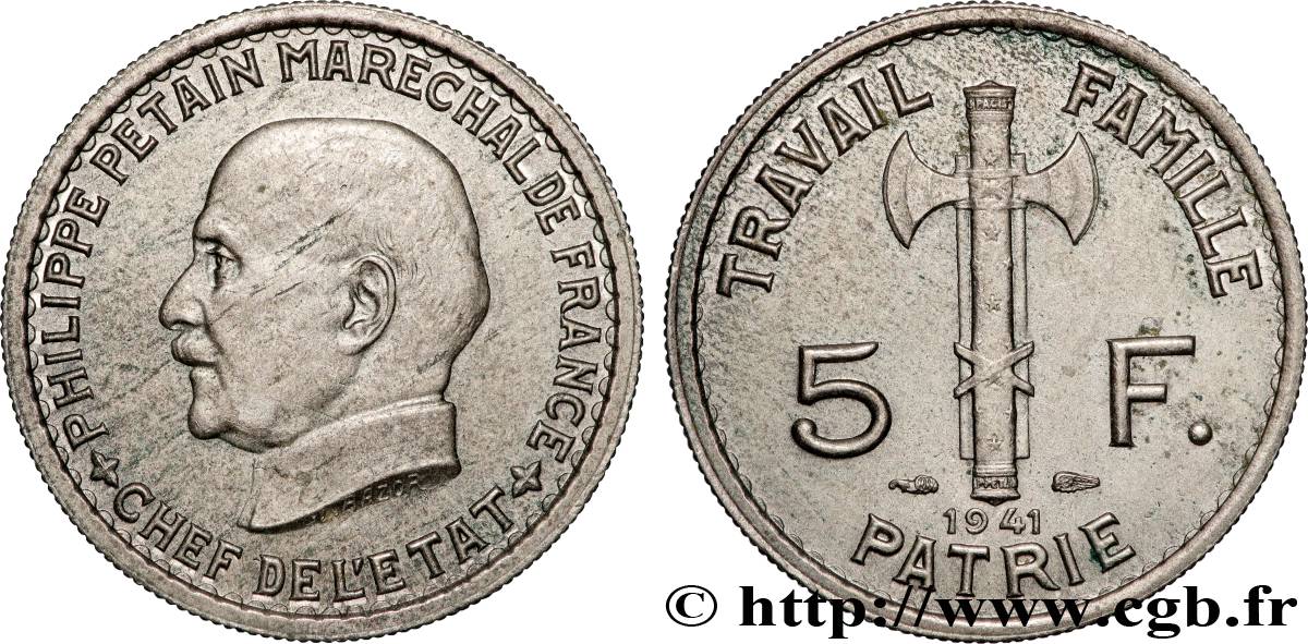 5 francs Pétain  1941  F.338/2 SUP 