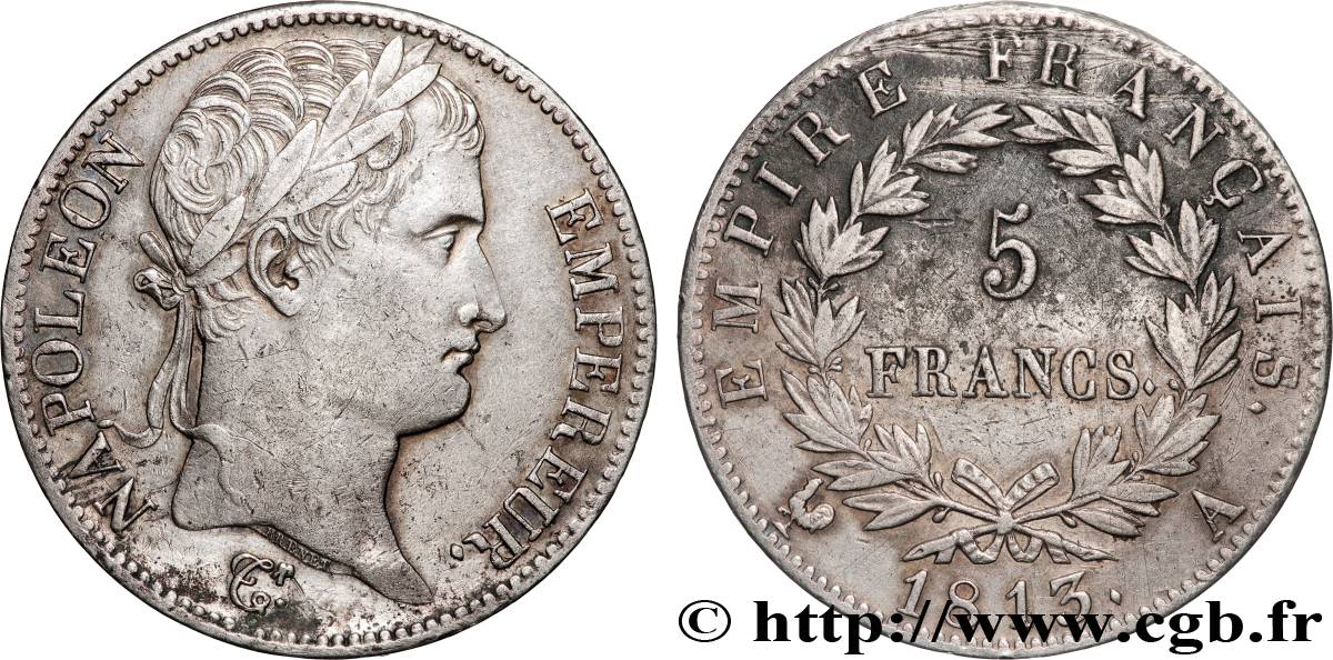 5 francs Napoléon Empereur, Empire français 1813 Paris F.307/58 TTB 