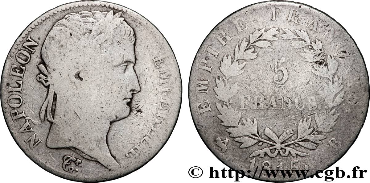 5 francs Napoléon Empereur, Cent-Jours 1815 Rouen F.307A/2 B 