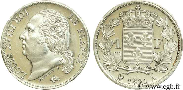 1 franc Louis XVIII 1821 Paris F.206/36 SUP60 
