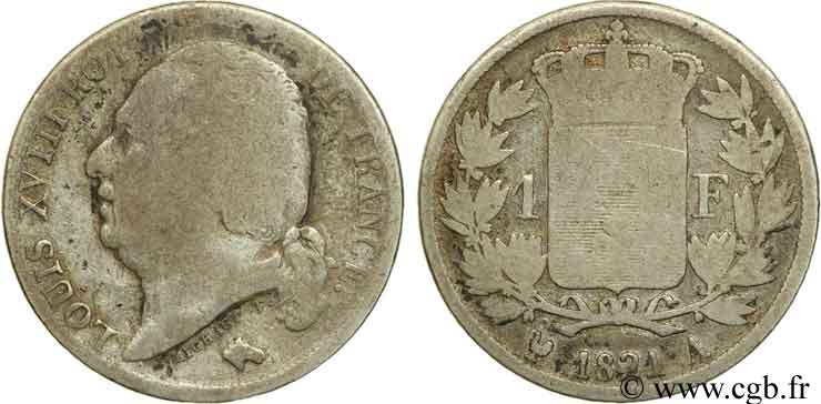 1 franc Louis XVIII 1821 Paris F.206/36 B8 