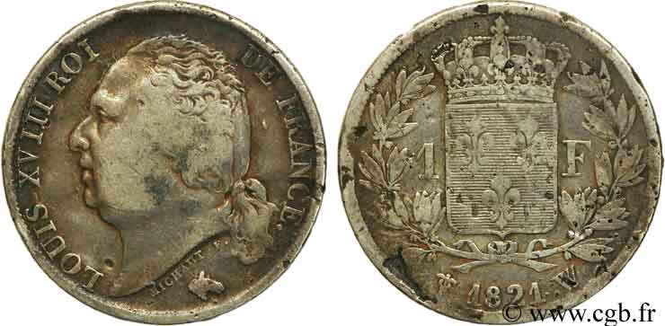 1 franc Louis XVIII 1821 Lille F.206/39 BC25 