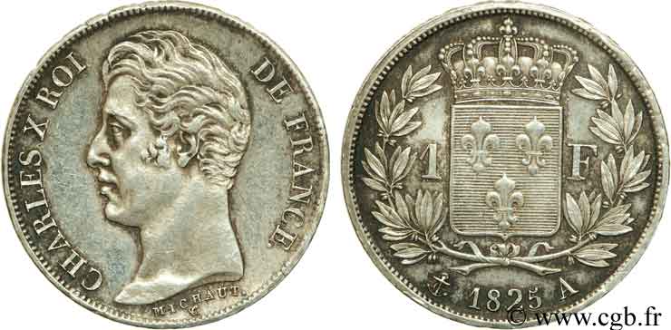 1 franc Charles X 1825 Paris F.207/1 SUP55 