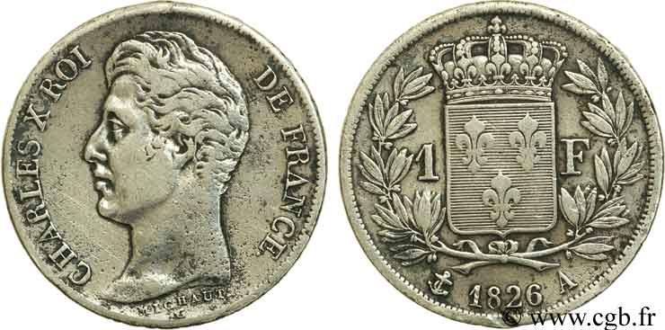 1 franc Charles X 1826 Paris F.207/13 VF35 