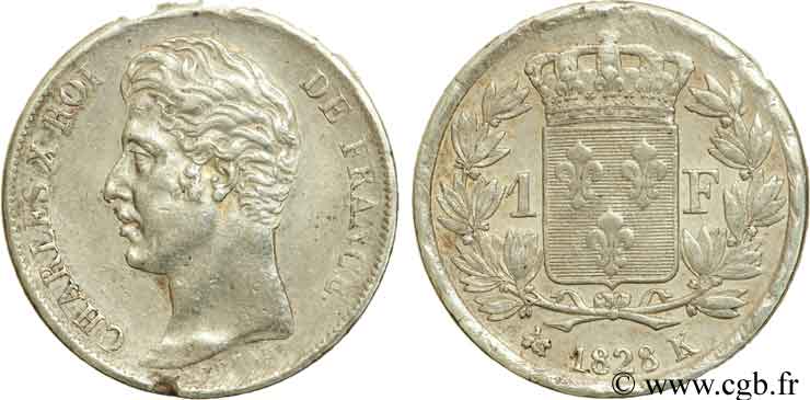 1 franc Charles X 1828 Bordeaux F.207/43 TTB50 