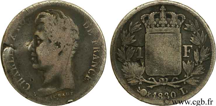 1 franc Charles X 1830 Bayonne F.207A/30 SGE8 