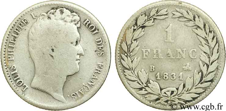 1 franc Louis-Philippe, tête nue 1831 Rouen F.209/2 F12 