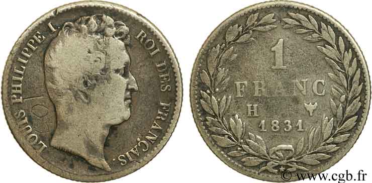 1 franc Louis-Philippe, tête nue 1831 La Rochelle F.209/5 TB15 