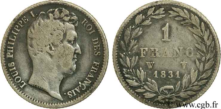 1 franc Louis-Philippe, tête nue 1831 Lille F.209/12 TB20 
