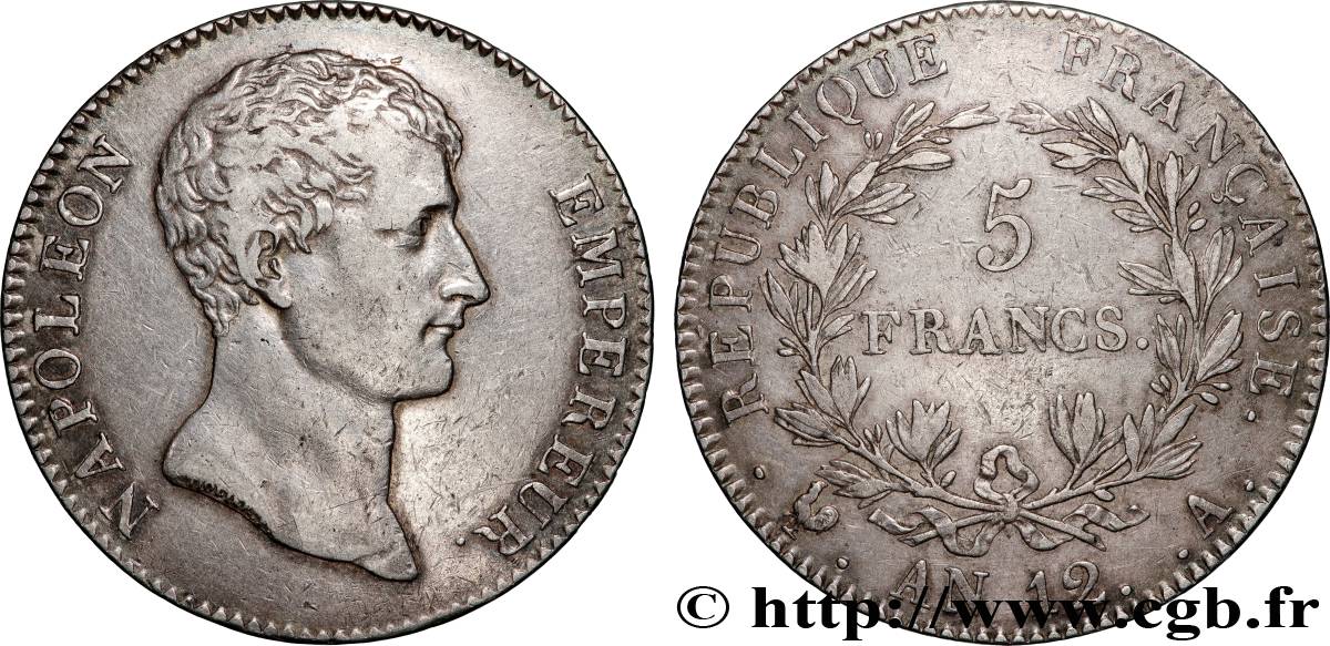 5 francs Napoléon Empereur, type intermédiaire 1804 Paris F.302/1 TTB 