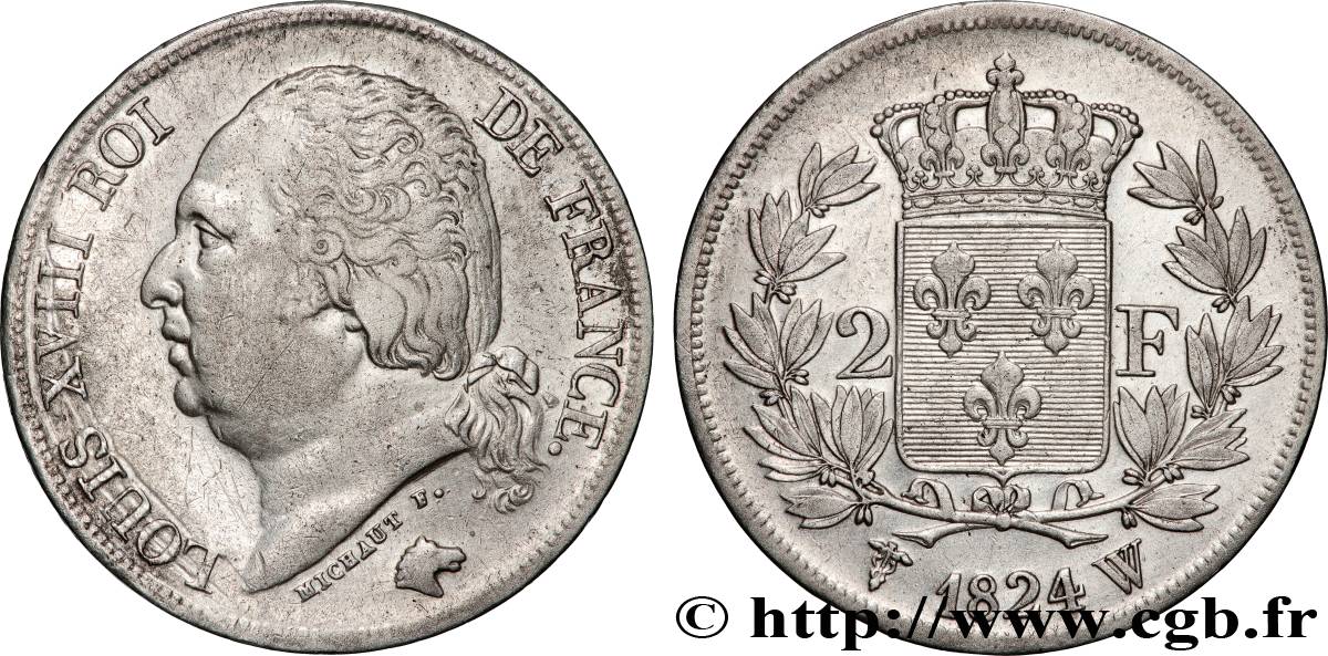 2 francs Louis XVIII 1824 Lille F.257/62 TTB+ 