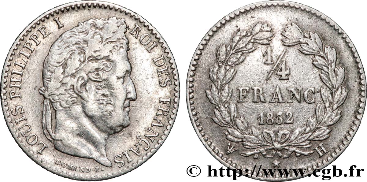 1/4 franc Louis-Philippe 1832 La Rochelle F.166/19 TTB 