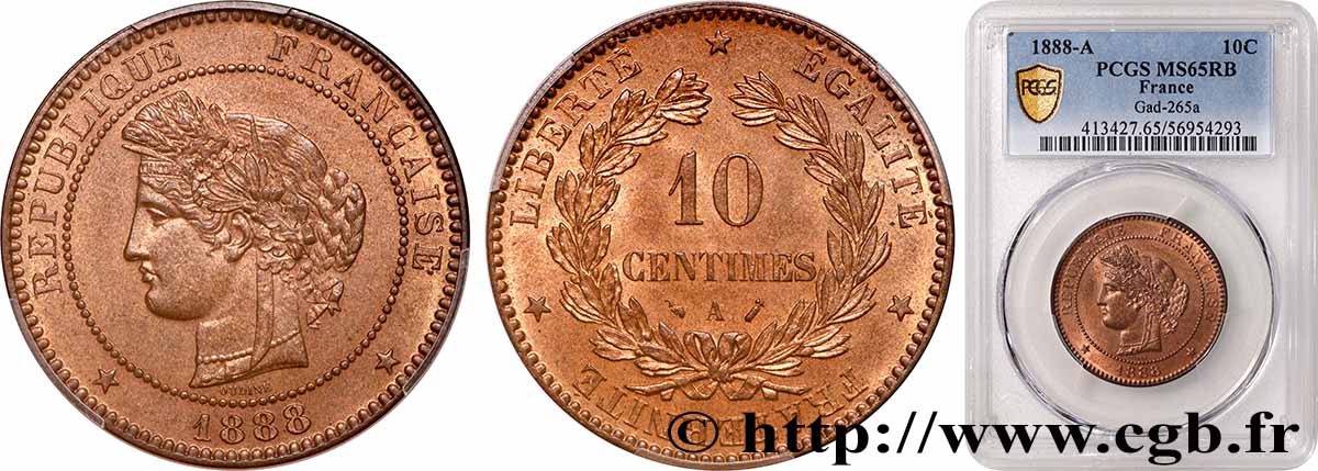 10 centimes Cérès 1888 Paris F.135/33 FDC65 PCGS