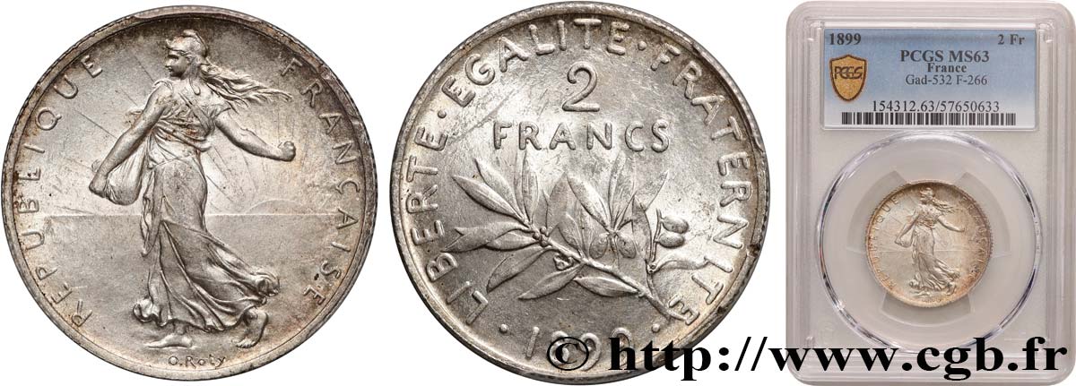2 francs Semeuse 1899  F.266/3 SPL63 PCGS
