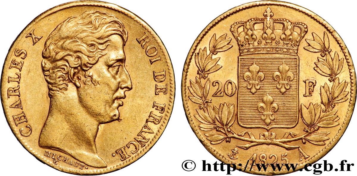 20 francs or Charles X 1825 Paris F.520/1 SPL 
