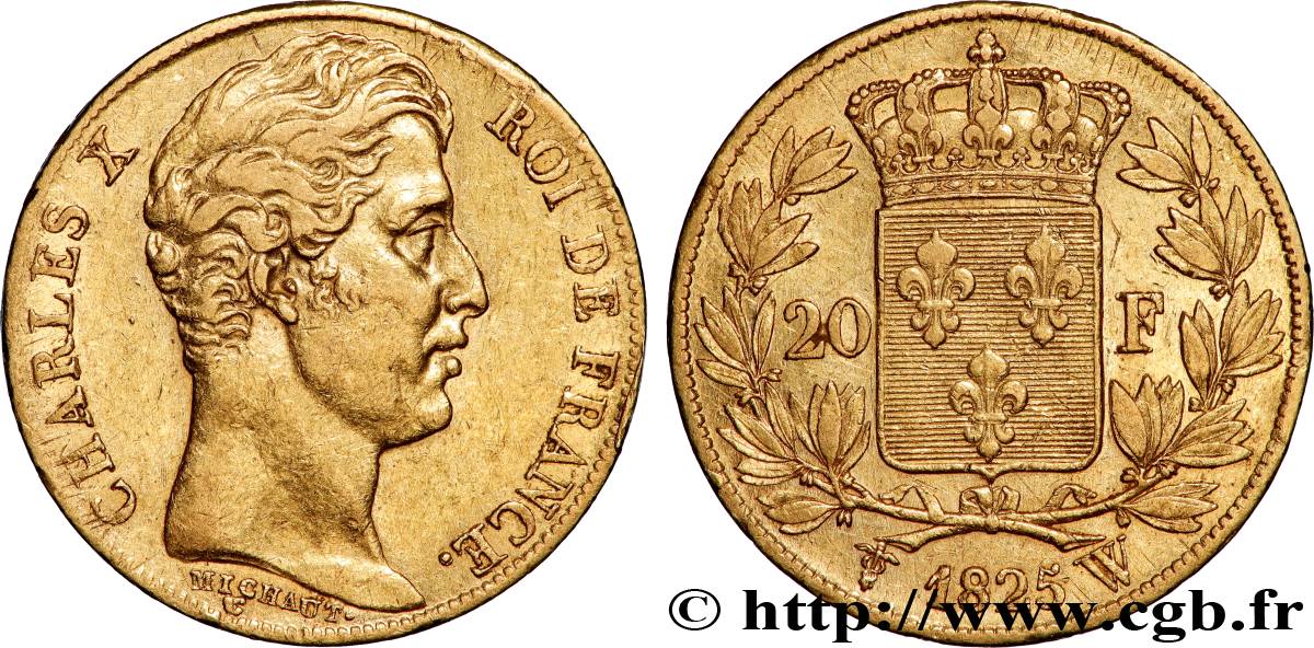 20 francs Charles X 1825 Lille F.520/2 TTB 