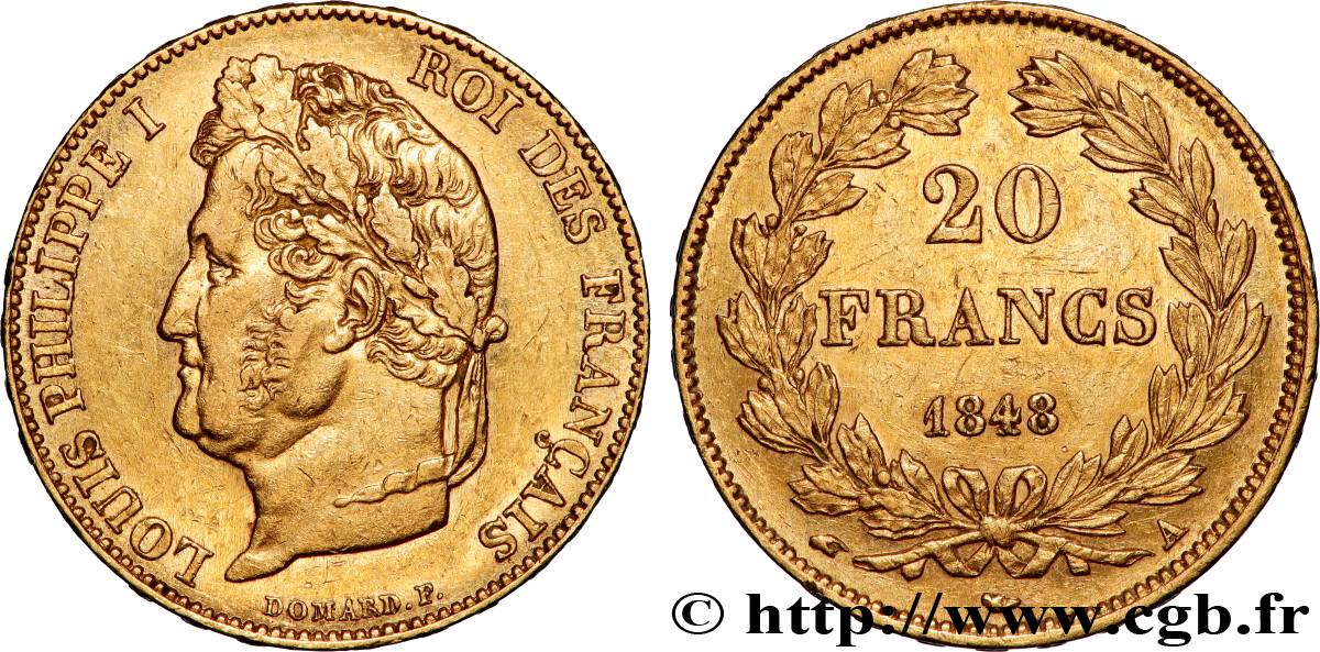 20 francs Louis-Philippe, Domard 1848 Paris F.527/38 TTB+ 