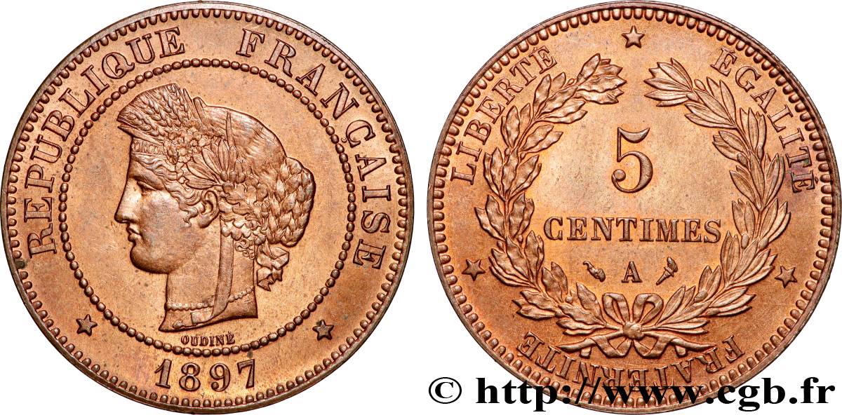 5 centimes Cérès 1897 Paris F.118/39 SPL63 
