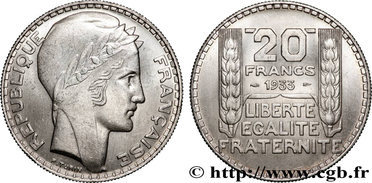 20 francs Turin, Rameaux Longs 1933  F.400/5 SUP+ 