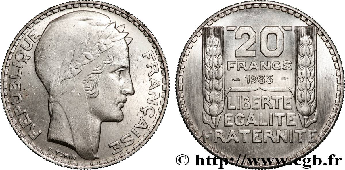 20 francs Turin, Rameaux Longs 1933  F.400/5 SUP+ 