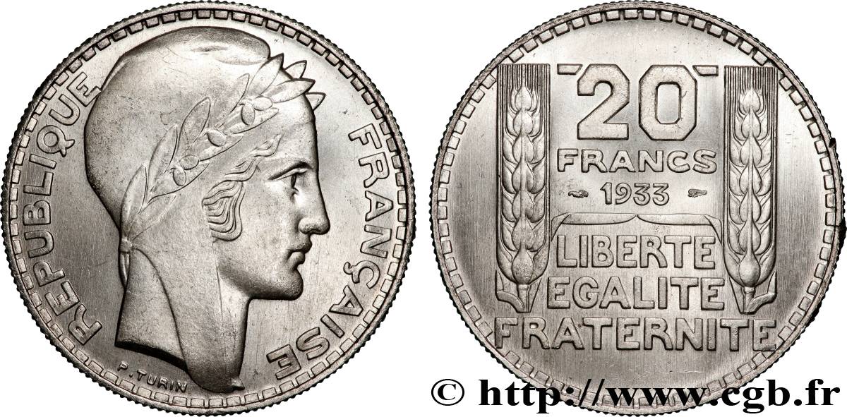 20 francs Turin, Rameaux Longs 1933  F.400/5 MS64 