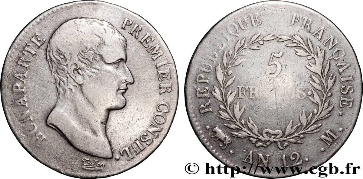 5 francs Bonaparte Premier Consul 1804 Toulouse F.301/20 TB 