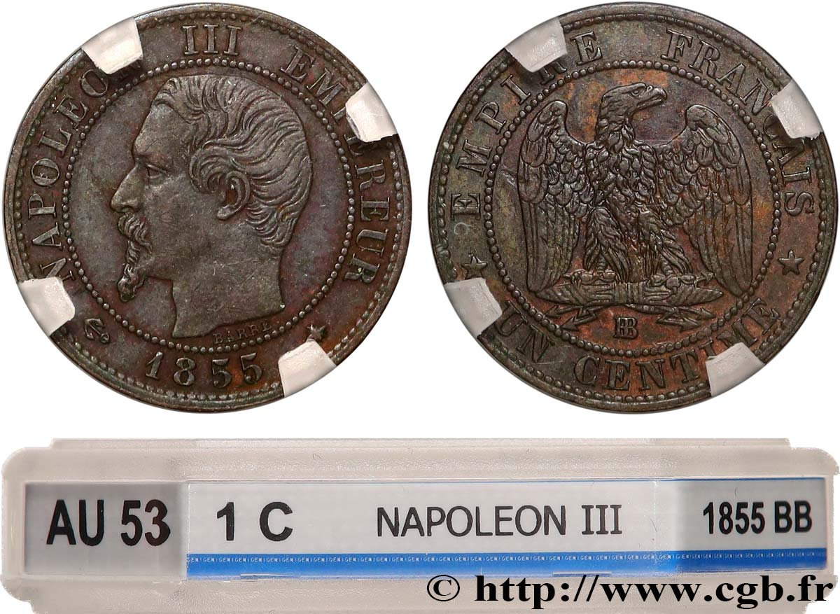Un centime Napoléon III, tête nue 1855 Strasbourg F.102/18 TTB53 GENI