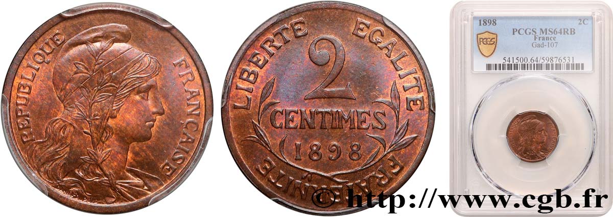 2 centimes Daniel-Dupuis 1898 Paris F.110/1 SPL64 PCGS
