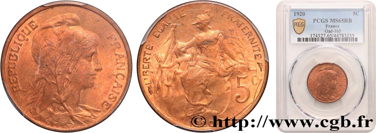 5 centimes Daniel-Dupuis 1920  F.119/31 FDC65 PCGS