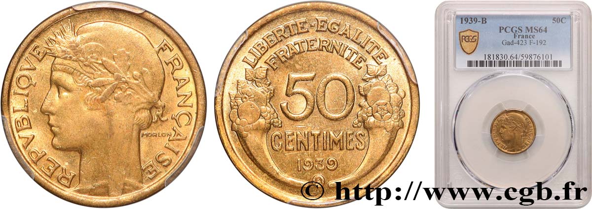 50 centimes Morlon 1939 Bruxelles F.192/16 SPL64 PCGS