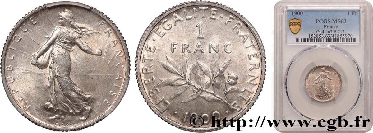 1 franc Semeuse 1900  F.217/4 SPL63 PCGS