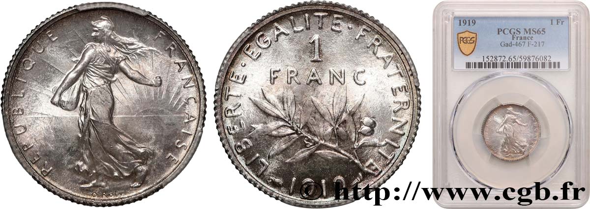 1 franc Semeuse 1919 Paris F.217/25 FDC65 PCGS