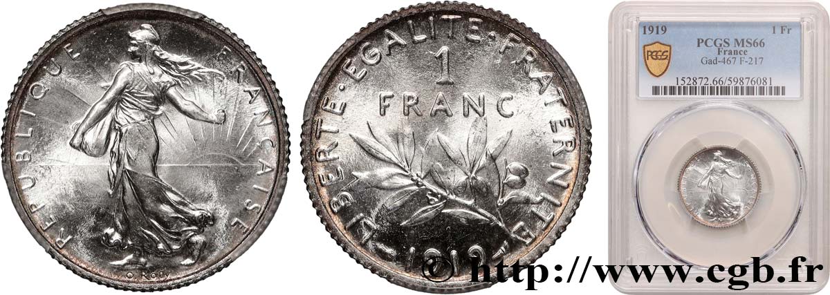1 franc Semeuse 1919 Paris F.217/25 FDC66 PCGS
