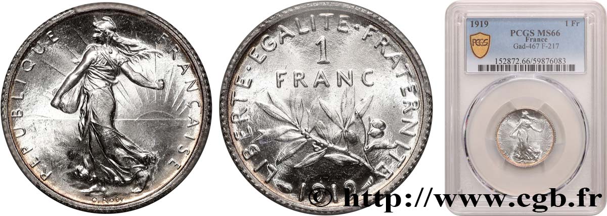 1 franc Semeuse 1919 Paris F.217/25 FDC66 PCGS