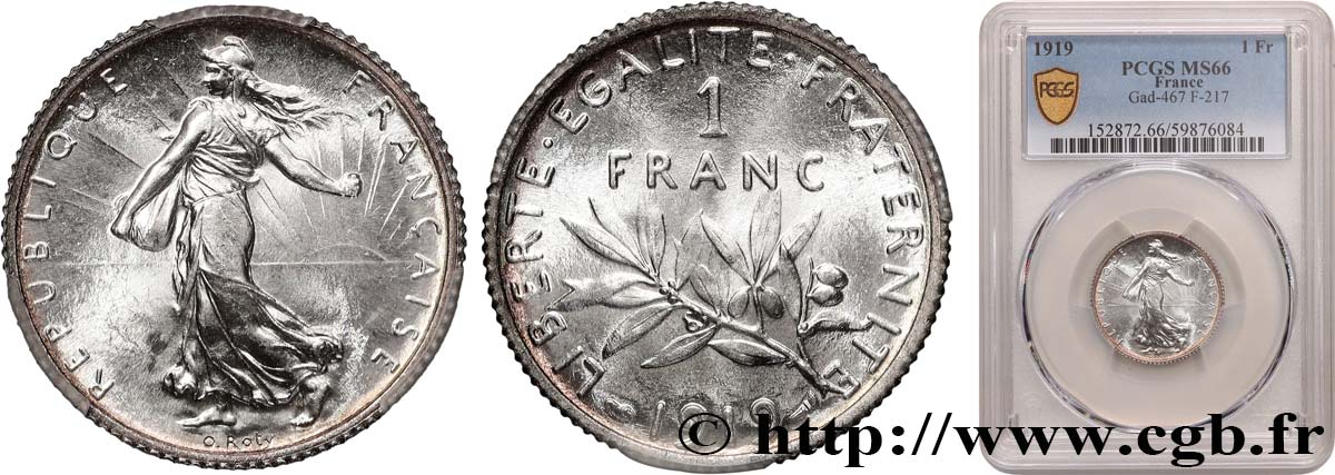 1 franc Semeuse 1919 Paris F.217/25 FDC66 PCGS