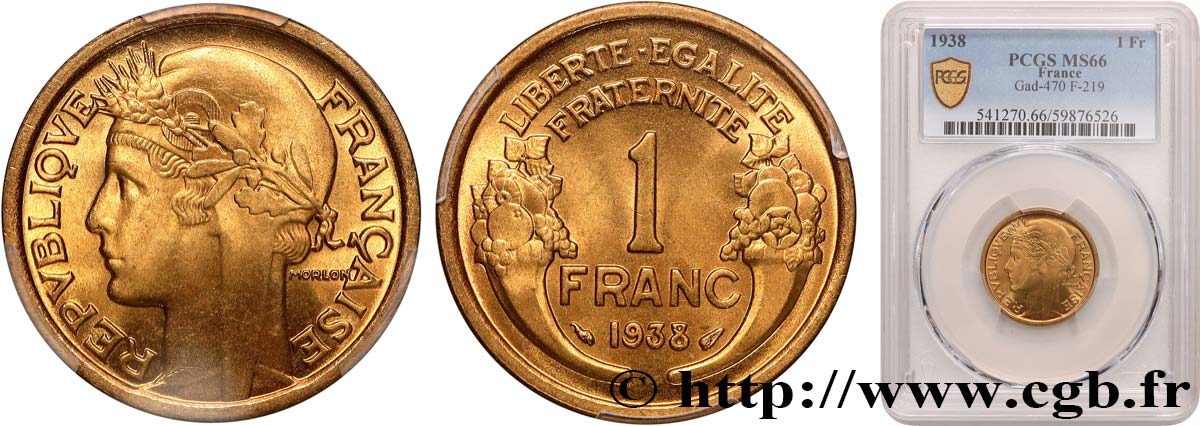 1 franc Morlon 1938 Paris F.219/9 FDC66 PCGS