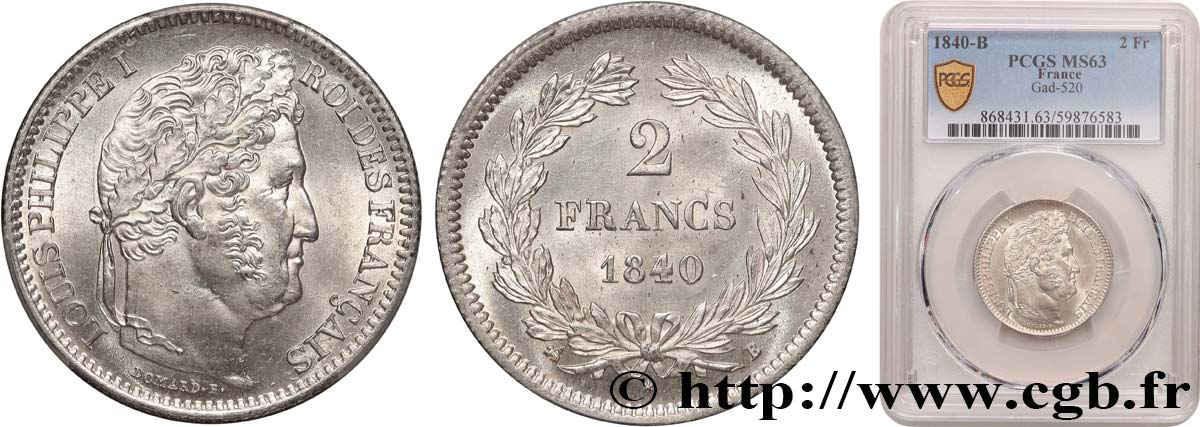 2 francs Louis-Philippe 1840 Rouen F.260/77 SPL63 PCGS