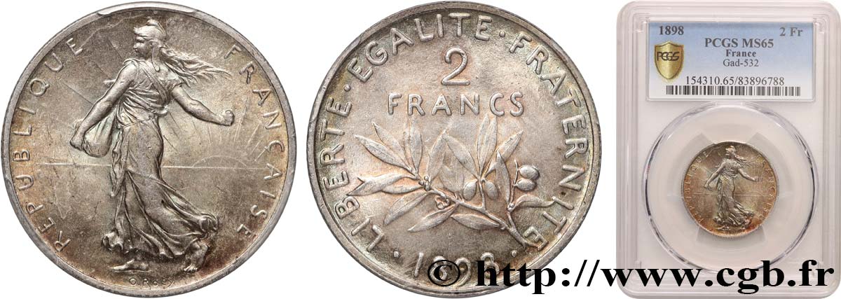 2 francs Semeuse 1898  F.266/1 FDC65 PCGS