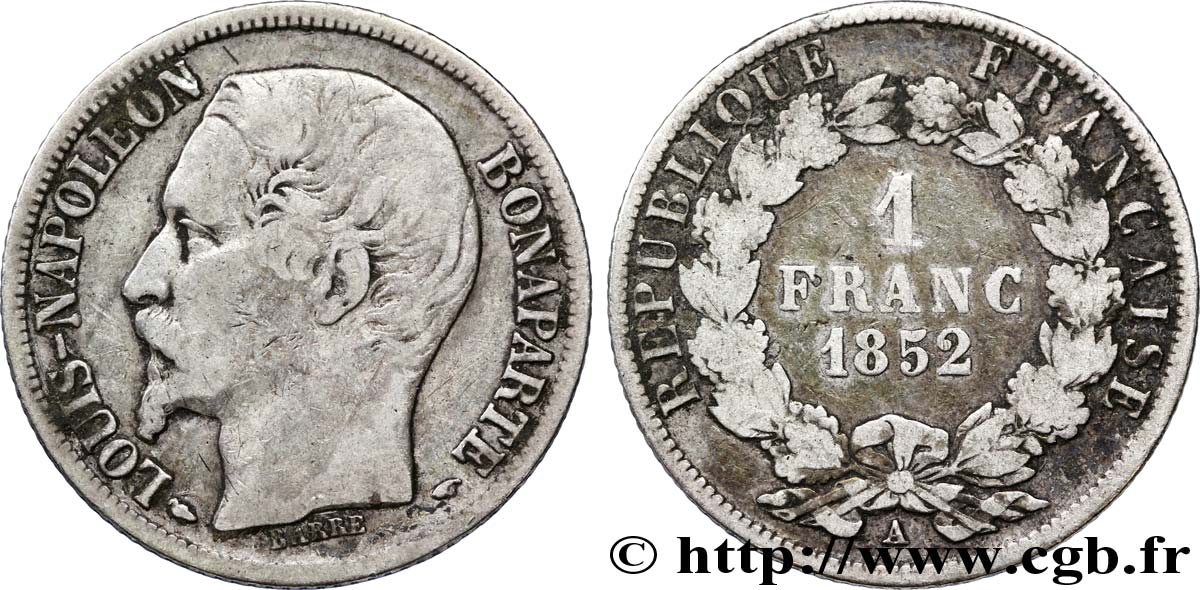 1 franc Louis-Napoléon 1852 Paris F.212/1 MB20 