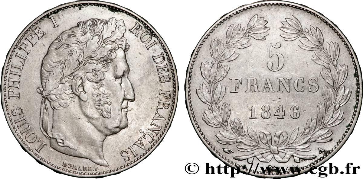 5 francs IIIe type Domard 1846 Paris F.325/10 TTB+ 