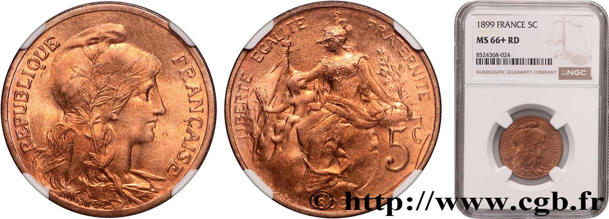5 centimes Daniel-Dupuis 1899  F.119/7 MS66 NGC