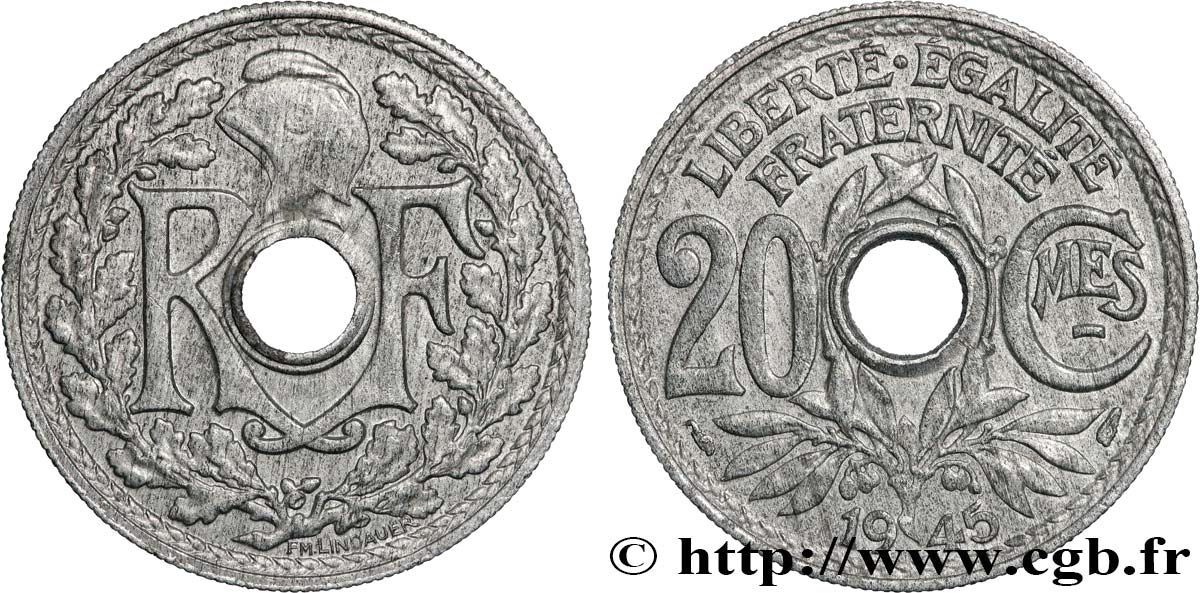 20 centimes Lindauer 1945  F.155/2 SUP55 