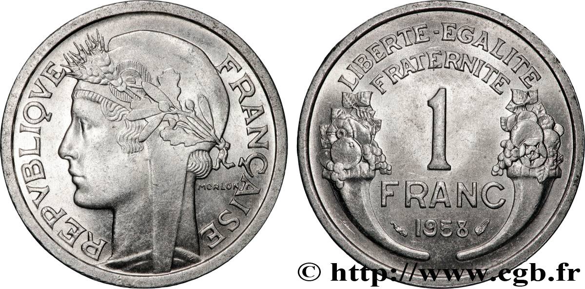 1 franc Morlon, légère 1958  F.221/21 MS65 