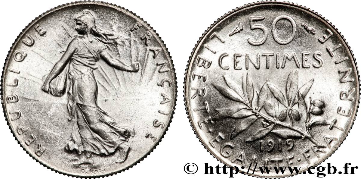 50 centimes Semeuse 1919 Paris F.190/26 FDC65 