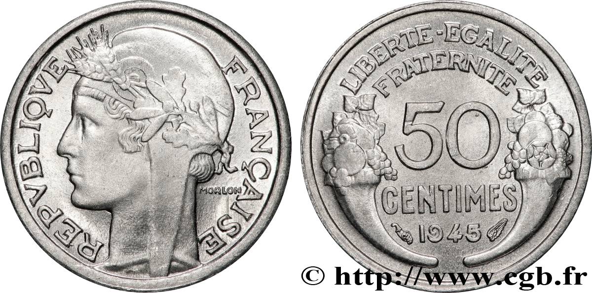50 centimes Morlon, légère 1945  F.194/5 MS65 