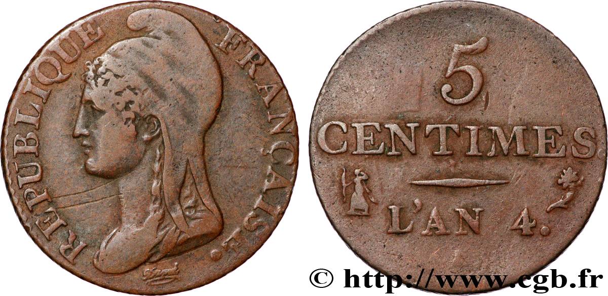 5 centimes Dupré, petit module 1796 Paris F.113/1 MB30 
