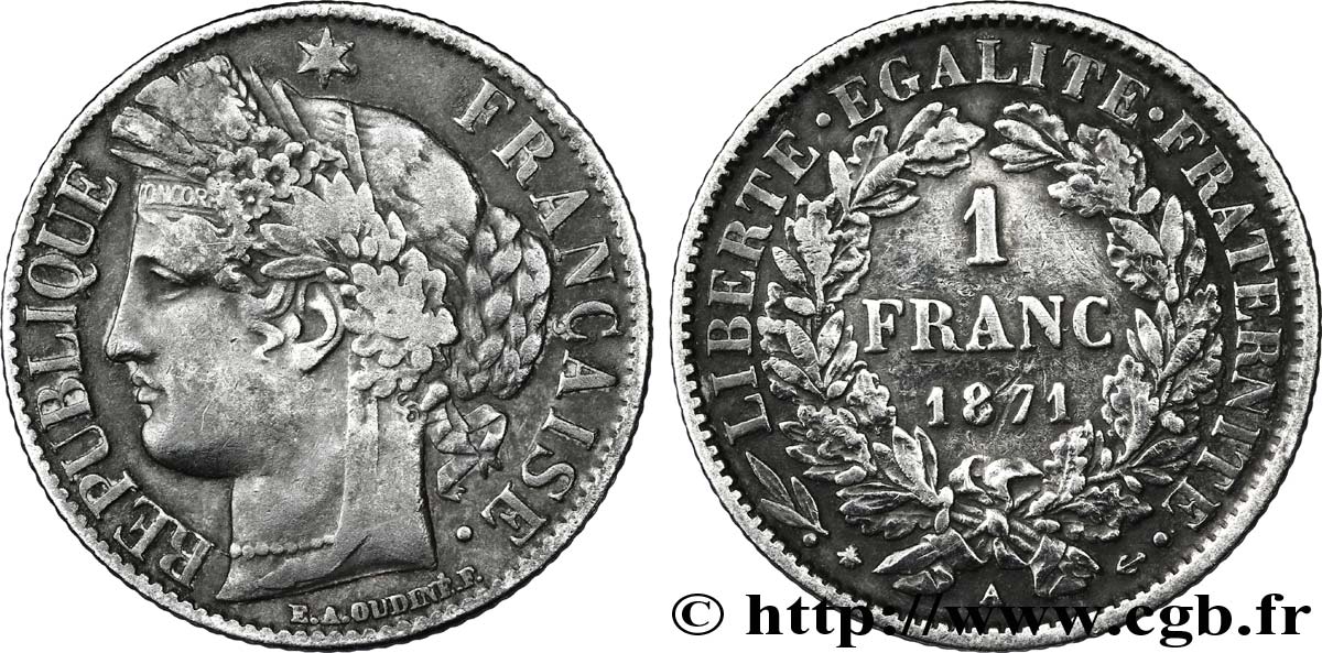 1 franc Cérès, IIIe République 1871 Paris F.216/2 TTB40 