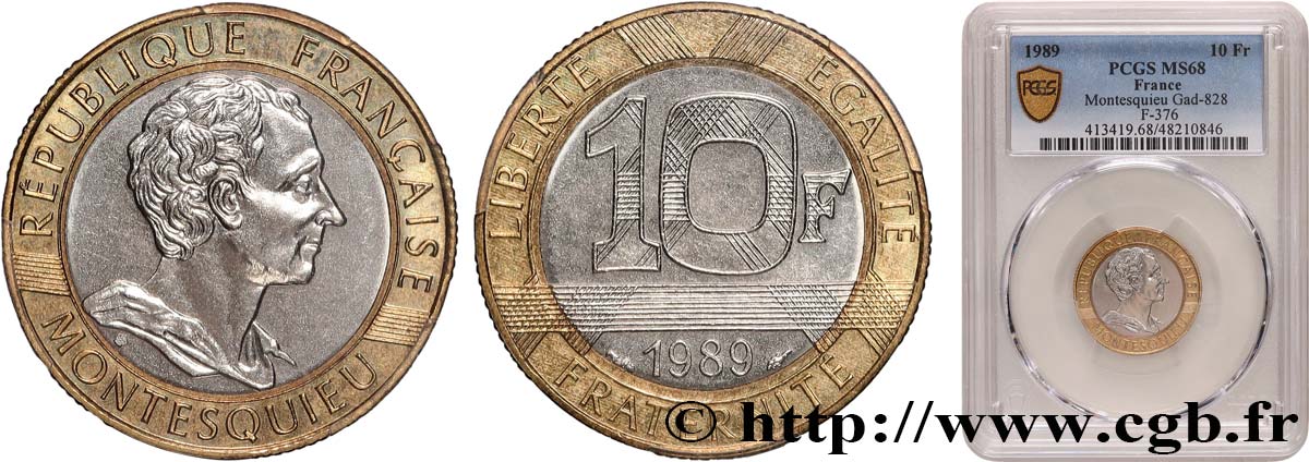 10 francs Montesquieu 1989  F.376/2 FDC68 PCGS