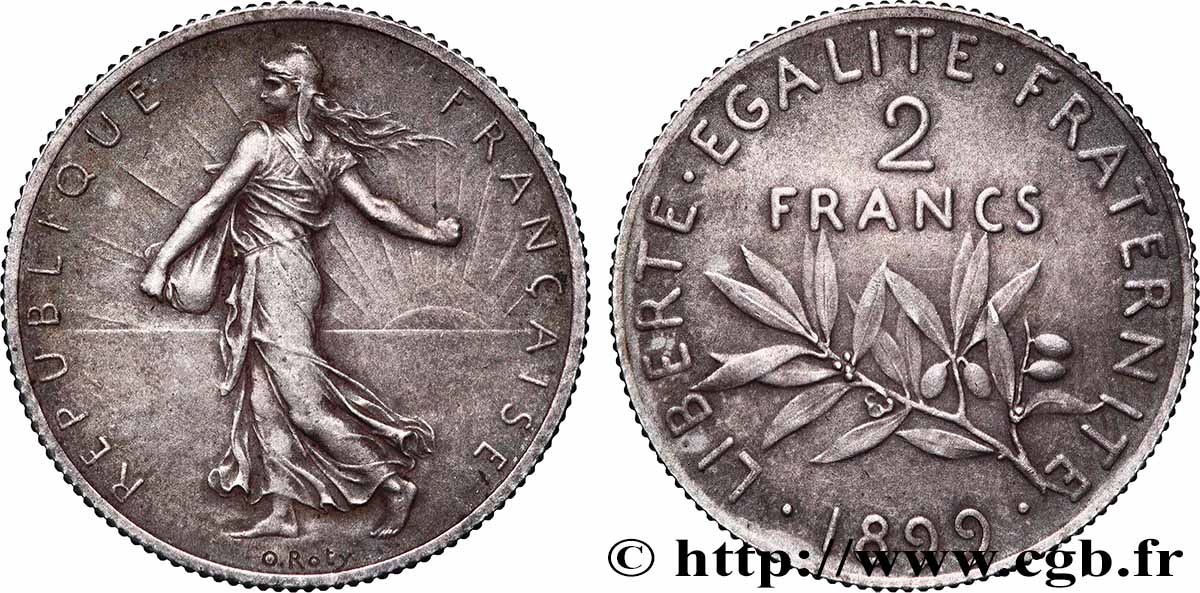 2 francs Semeuse, Flan Mat 1899  F.266/3 var. AU 
