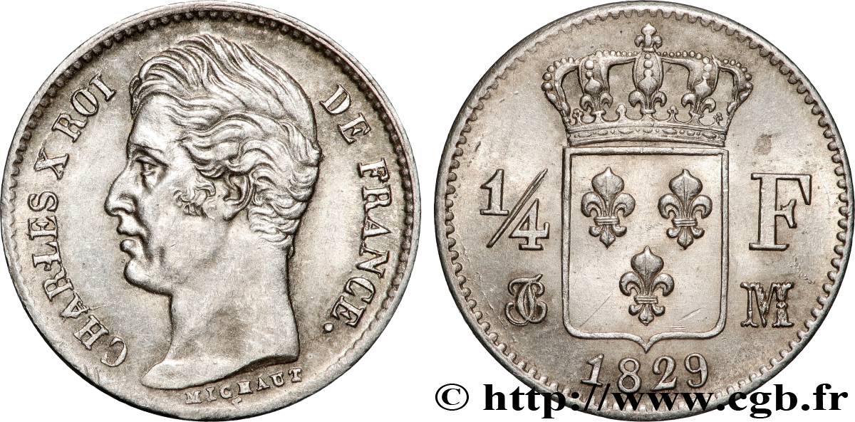 1/4 franc Charles X 1829 Toulouse F.164/36 EBC+ 